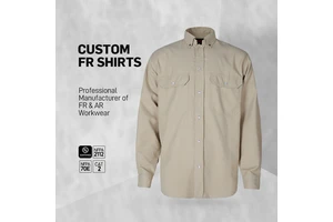 Custom Fire Resistant Workwear Safety Clothing Flame Retardant Long Sleeve FR Button Down Shirt For Electrical Protection