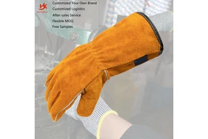 Factory New Cowhide Split Leather Safety Gloves Industrial Fireproof and Wear-resistant Welding Gloves Work Gloves