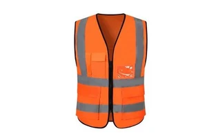 China Factory Customized Logo Orange Color Reflective Clothes Security Vest Polyester Reflective Jacket Safety Vest Uniform