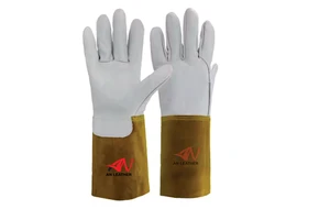 High Quality Logo Grey Gray Single Palm Welder Elk Skin Kevlar Stitching Soft Leather Tig Welding Gloves With Good Dextarity