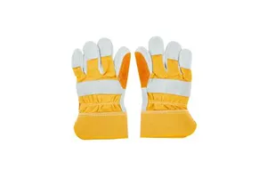 JILI DesignTwo-layer Cowhide Electric Welding Gloves Welder Heat-insulating Fur Yellow Cloth Short Half Leather Wear-resistant