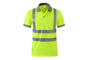 Custom LOGO Reflective Fluorescent Safety Vest Workwear Summer Quick Dry Polo Shirt Working Clothes T-shirts for Men Women