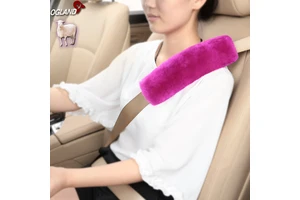 Genuine Sheepskin Car Seat Belt Cover Pad for Car Accessories Neck Shoulder Strap Pad Cushion Pillow Automobile