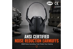 ANSI S3.19 Compliant Tactical Headset with Noise Canceling Hearing Protection Safety Earmuffs for Shooting Ranges