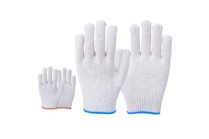 Blue-edged Reinforced Cotton Work Gloves Highly Elastic Breathable China-made Safety Gloves for Construction Welding