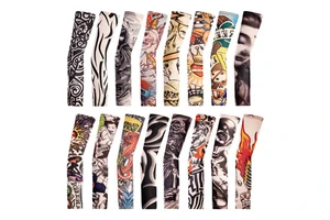 Men Armband Tattoo Design Long Sleeve Tattoo Protection Arm Guards for Summer Cycling & Driving