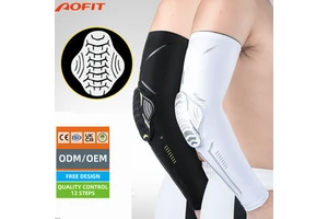 Aofit Sports Baseball Cycling Arm Protective Support Anti-Collision Padded Compression Arm Elbow Forearm Sleeves