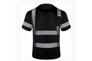 Men's Short Sleeve Safety Shirt Protective Reflective Work Shirt for Warehouse Roadwork Utility
