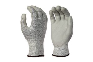 EN388 String Knit HPPE Level 5 Cut Resistant Work Gloves Anti Cut Protection PU Gloves for Glass Handing