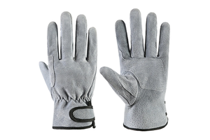 Pigskin Leather Welding Gloves Heat Resistant Durable Flexible 24CM Grey Safety Work Gloves for Welders