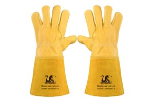 Welding Gloves Heat Resistance Cowhide Leather Palm Cow Split Leather Sleeve Safety Working Mitts Grill Work EN420/388 Certified