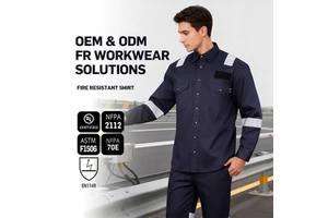 Wholesale Modacrylic NFPA 2112 Flame Resistant Workwear FR Long Sleeve Flame Retardant Clothing Safety Shirt