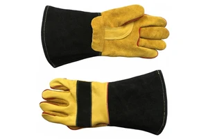 Cow Leather MIG TIG Welding Glove Precision Cowhide Reinforced Palm Fingers 14 Inch Welder Work BBQ Gardening Mechanics Mittens