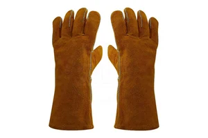 Custom Logo Printed Leather Welding Gloves with Fleece Lining for MIG/TIG Use Molten Metal Splash Test Type a