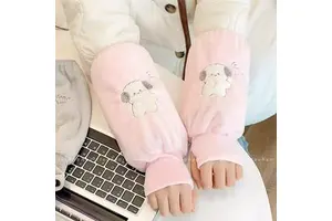 Happy Puppy Arm Sleeves Pink Cartoon Embroidery Anti-Stain For Office Wear Adult Protective Sleeves