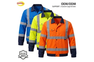Hi Vis Reflective Safety Jacket Workwear Spring Autumn Protective Clothing Polyester Cotton Nylon Fiber Uniform Apparel