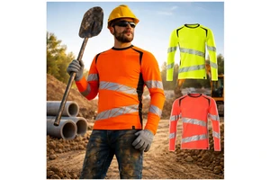 ANSI Class 3 Hi Vis Safety Work Sweatshirt High Visibility Long Sleeve Construction Shirt With Segmented Reflective Strips