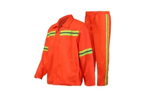Long Sleeve Sanitation Worker Road Maintenance Safety Workwear Polyester Reflective Strip Construction Labor Protection Clothing