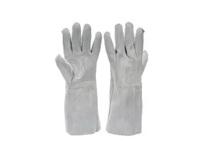 White Split Leather Welding Gloves Heat Wear Oil Resistant Long Cuff Safety Gloves for Construction Mechanical Industrial Work