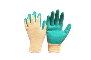 Durable Latex Rubber-Coated Crinkled Labor Protection Gloves with Knit Wrist Cuff for Gardening Construction Electric Welding