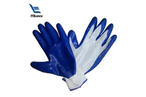 China Famous Brand Safety Nitrile Coated Breathable Polyester Industrial Construction Welding Hand Protection Gloves