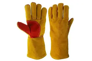 Long Cuffing Welding Gloves, Cowhide Leather Safety Working Gloves, Kelvar Stitched Leather Gloves