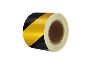 Floor Engineering Traffic Warning Line PET Acrylic Adhesive Reflective Tape Advertising Black Yellow Twill