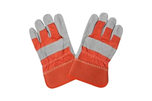 Welding Leather Cowhide Gloves Red Short Style Industrial Labor Safety Protective Welding Work Gloves Wholesale Double Palm