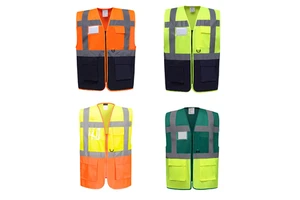 EU Class 2 Tricot Mesh D Ring Hi Vis Windproof Safety Vest Customized Logo Customized Color Multi-Pocket