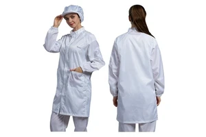 H-1125 Anti-static Dustproof Antistatic Suit Stand Collar Gown Cleanroom ESD Workwear for Pharma Electronics Factory