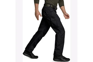 Men's Security Guard Black Pants Outdoor Apparel Water Repellent Ripstop Cargo Lightweight EDC Hiking Work Pants