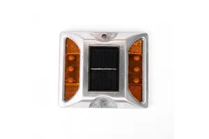 High Quality Reflective Aluminium Spike Powered Permanent Path Safety Cat Eyes Markers Flashing Solar Road Studs 6-LED IP68