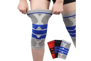 Silicone Padded Knee Sleeve Spring Support Knee Brace Sports Fitness Basketball Meniscus Patella Protection Knee Protector