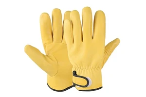 Golden Yellow Sheepskin Heat-Resistant Anti-Slip Welding Gloves for Argon Arc Mechanical Maintenance Labor Protection