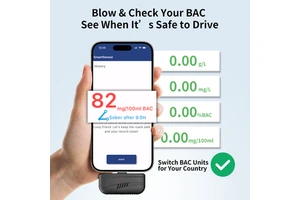 Mini Alcohol Tester for Smartphone | Portable Plug-and-Play Breathalyzer | USB-C/Lightning Alcohol Detector