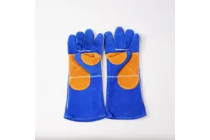 Leather Welding Gloves 14 Inch Full Grain Cowhide Non-Slip Palm Gloves For Arc Welding Foundry Work High Temperature Operation