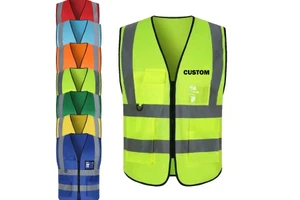 Reflective Safety Clothing Sanitation Workers Clothes for Road Construction Safety Security Vest Custom logo With Pockets