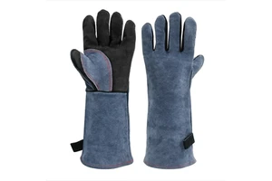16'' TIG Welding BBQ Gloves Extended Cowhide Leather Welder Gloves Insulated Anti-scalding for Barbecue Fireplace MIG Welder