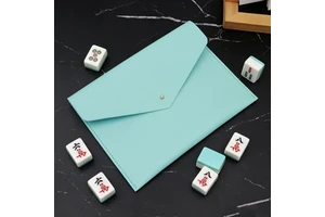 Creative Envelope Mahjong Card Holder Mahjong Rule Card Sleeve Protective Cover Leather Clutch Card Case For Playing Cards