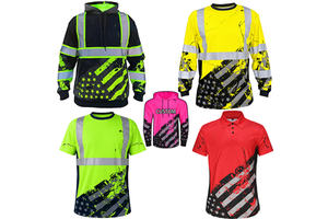 ANSI Class 3 Hi Vis Reflective Safety Hoodie American Flag Workwear Pullover Sweatshirt Polyester Warm High Visibility Hoodie