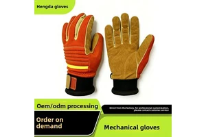 Suede Split-grain Leather Safety Work Gloves; Emergency Rescue Welding Industry Thickened Heat-resistant Gloves; Factory