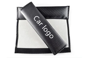 Shuntour Custom Car Logo ABS Plastic Polyester 2 Points Safety Belt Strap Seat Belt Cover Webbing Car Interior Accessories Black