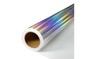 Holographic Vinyl Roll Film Printable Self-Adhesive Iridescent Rainbow For Labels Stickers Packaging Custom Print Wide Format