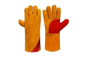 Split Cowhide Leather Gloves Welders Working Gloves Unisex Heat Resistant Foil Long Cuff Leathers Welding Gloves Adults