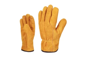 Heavy Duty Real Solid Goatskin Leather Anti Slip Abrasion Resistant Truck Driver Warehouse Work Safety Welding Gloves