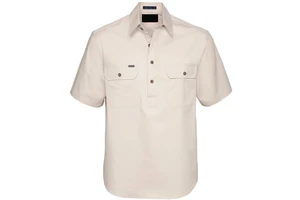 Men Half Button Short Sleeves Double Pocket Workshirts Cotton Twill Shirts Security Uniform Shirt