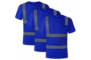 Lightweight Breathable Hi-Vis Reflective ANSI Class 1 Waterproof Safety Work Shirt Custom Logo Vest Soft Cotton Material Road