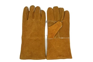 Men's 14 & 16 Inch Heat Insulation Cow Split Leather Safety Gloves Fire Resistant & Labor Protection