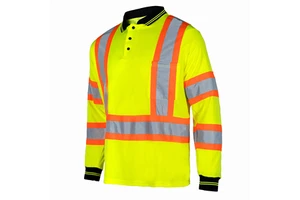Hi Viz Polo Shirt Reflective Workwear Long Sleeve Polo Shirt Safety Wear Workwear for Men and Women Pro Reflective Polo Shirt