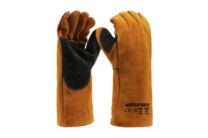 MaxiPact Heavy Duty Industrial 14Inch Grade Ab Brown Safety Cuff Welding Hand Protection Wear-Resistant Work Gloves for Welders